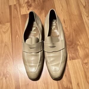Peal & Co Tan Calf Skin Leather Slip-On Dress Loafers Square Toe Men's US 9.5 D